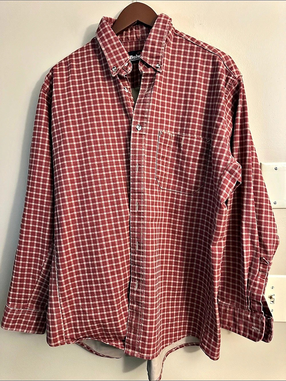 Bulwark FR Men's Long Sleeve Plaid Dress Shirt Large